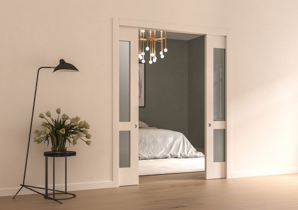 Double pcoket door glass